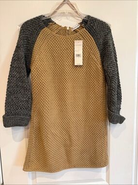 Hannah Colorblock Knit Top- Brown & Charcoal Sz M